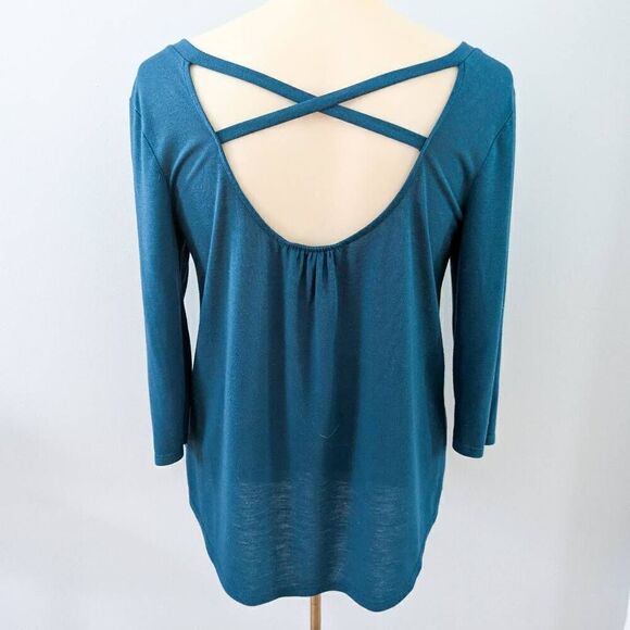 American Eagle Teal Crisscross Back Tunic Top - Picture 3 of 5